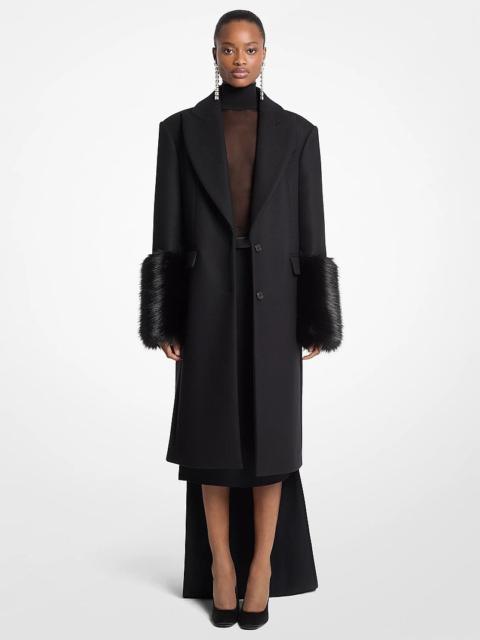 MICHAEL KORS COLLECTION Wool Melton and Faux Fur Chesterfield Coat