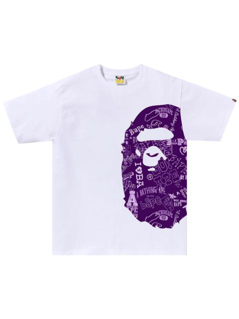 BAPE Hand Drawn Pattern Side Big Ape Head Tee 'White/Purple'