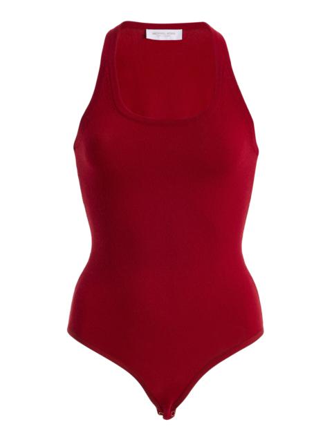 MICHAEL KORS COLLECTION Scoop-Neck Cashmere-Blend Bodysuit red