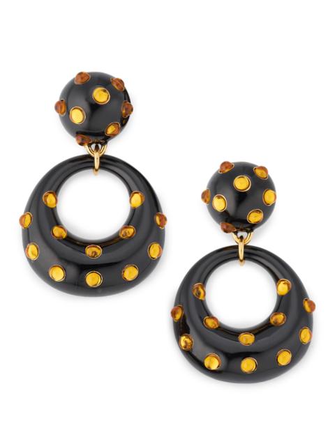Oscar de la Renta Women's 24K-Gold-Plated, Enamel & Glass Clip-On Drop Earrings - Black