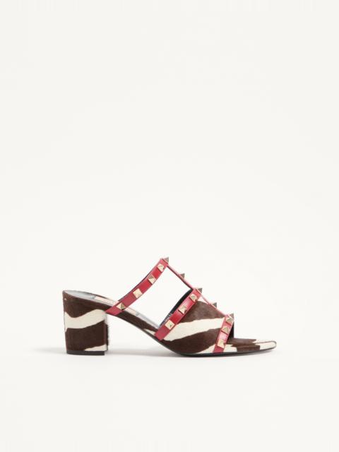 Valentino ROCKSTUD SLIDE SANDAL IN PONY-EFFECT CALFSKIN 60MM