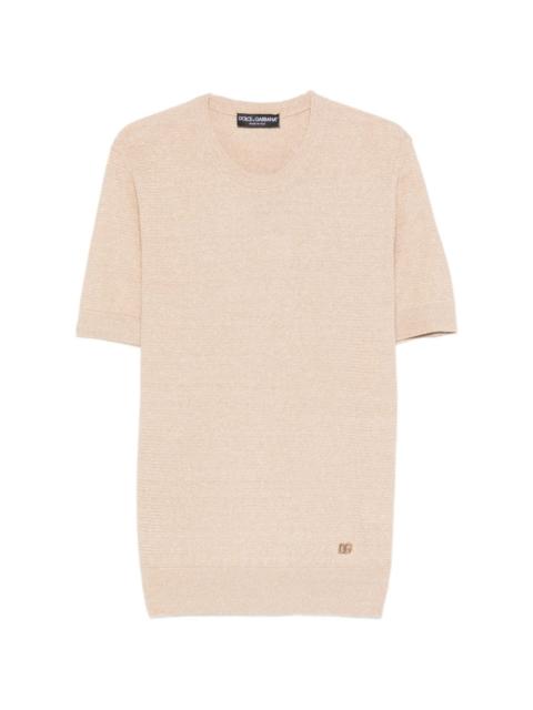 short-sleeve logo-embroidery T-shirt