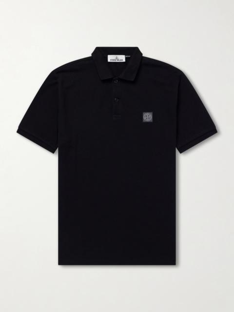 Stone Island Logo-Appliquéd Cotton-Piqué Polo Shirt