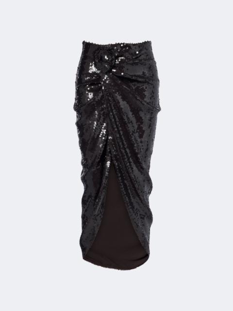 ROTATE Knot-detail sequined midi skirt