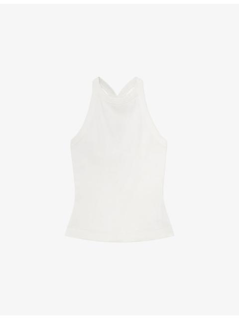 REISS Lolana Rib Racerback Cotton-Jersey Vest Top