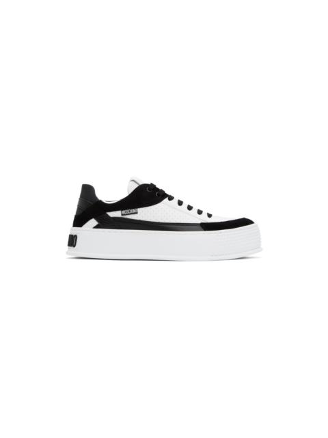 Moschino White & Black Bumps & Stripes Sneakers