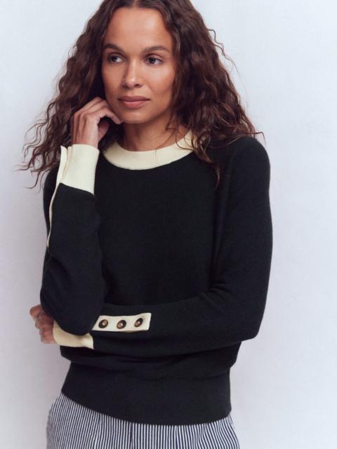 BODEN Grace Colour Block Sweater-Navy
