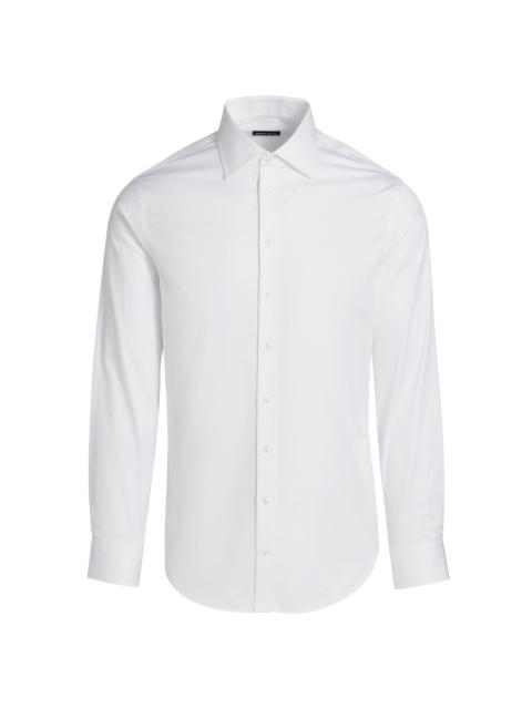 GIORGIO ARMANI Men's Cotton Long-Sleeve Dress Shirt - White