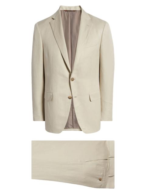 Canali Kei Trim Fit Beige Linen & Silk Wool Suit