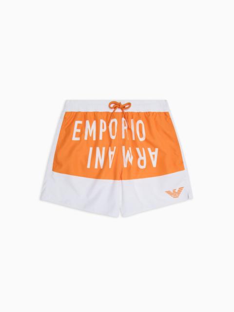 EMPORIO ARMANI ASV recycled-fabric swim shorts with bold logo band