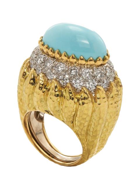 DAVID WEBB Turquoise Diamond Mount Olympus Ring