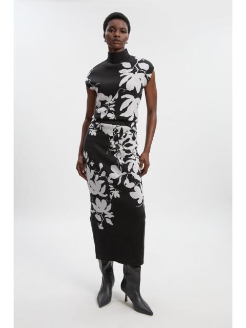KAREN MILLEN Jacquard Floral Knitted Skirt