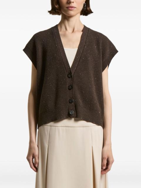 PESERICO speckled-effect short-sleeves cardigan