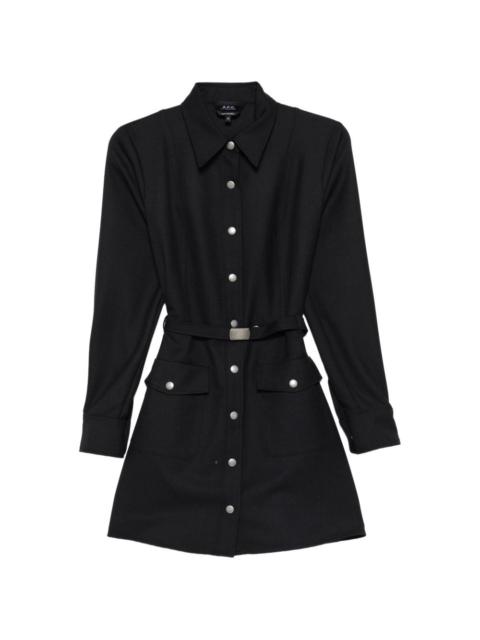A.P.C. buttoned belted mini shirt dress