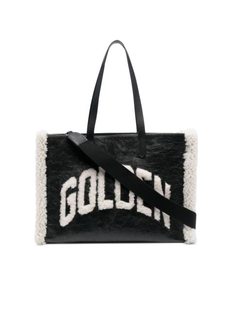 logo-embellished leather tote bag