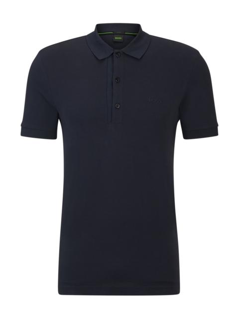 BOSS COTTON-PIQUÉ SLIM-FIT POLO SHIRT WITH LOGO DETAILS