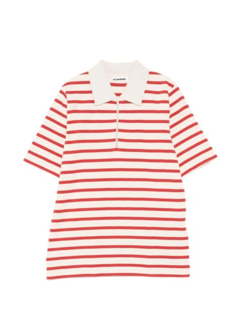 Jil Sander striped zip-up polo shirt