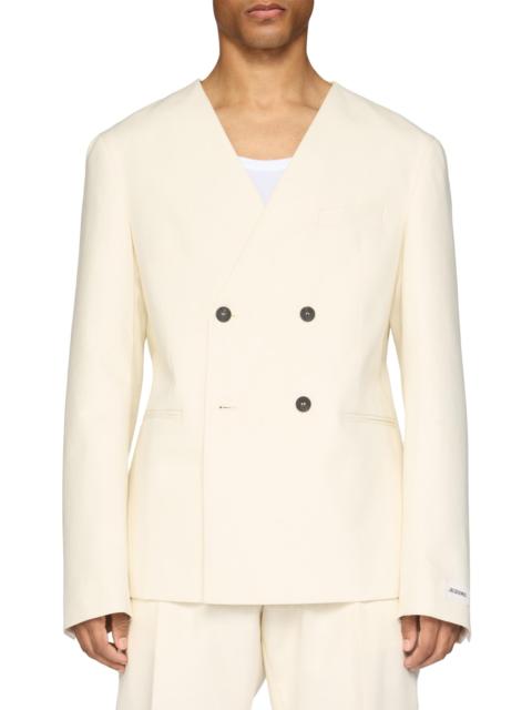 JACQUEMUS Men's Marino Cotton Double-Breasted Blazer - Off White