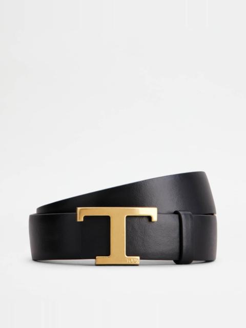 T TIMELESS REVERSIBLE BELT IN LEATHER - RED, BLACK