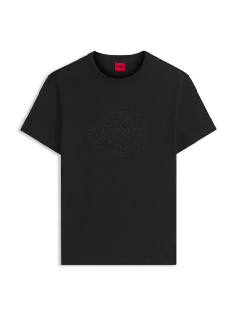HUGO COTTON-JERSEY T-SHIRT WITH RHINESTONE LOGO