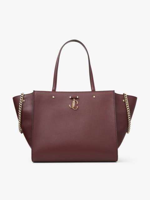 Varenne Tote Bag
Burgundy Fine Shiny Calf Leather Logo Tote Bag with Light Gold JC Emblem