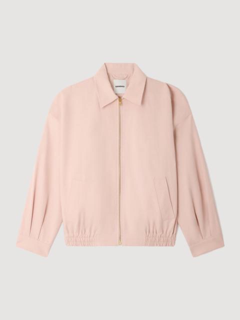 Sandro WIDE COTTON LINEN ZIP JACKET