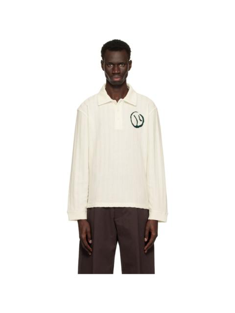 Palmes White Motif Knitted Rugby Polo