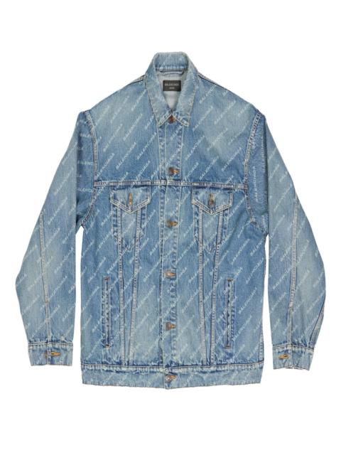 Denim jacket with all over logo