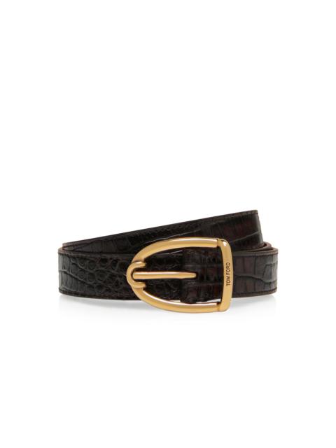 TOM FORD PRINTED ALLIGATOR ANGLED BUCKLE BELT