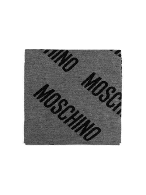 Moschino logo-pattern wool scarf