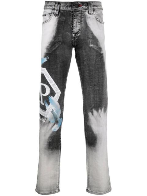 PHILIPP PLEIN bleached straight-leg trousers