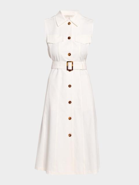 Lafayette 148 New York Belted Stretch Twill Midi Shirtdress