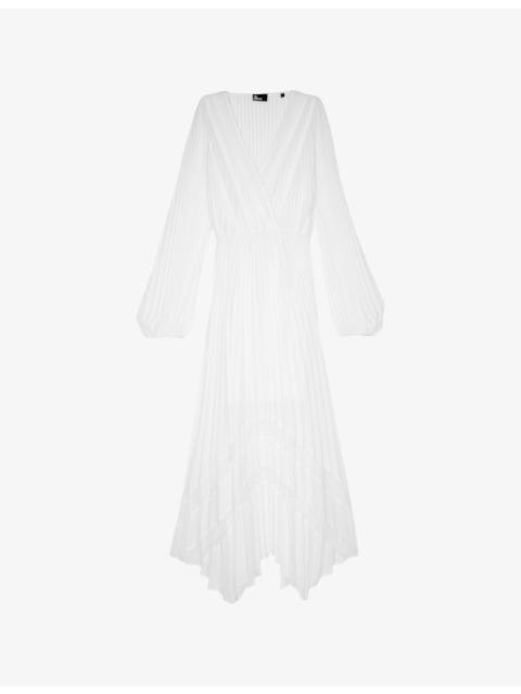 The Kooples Lace-Trim Pleated Woven Maxi Dress