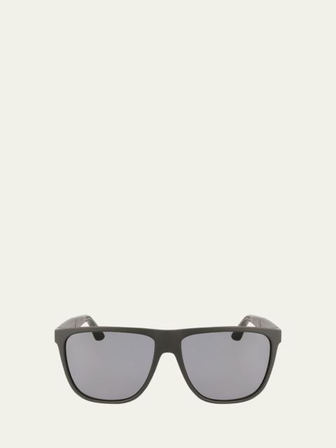 FERRAGAMO Men's Gancini Flat-Top Navigator Sunglasses