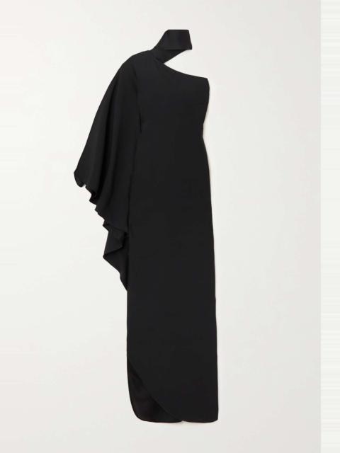 Taller Marmo Bolkan scarf-detailed one-shoulder ruffled crepe gown