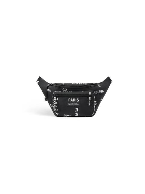 BALENCIAGA Men's Explorer Beltpack Bal Paris Allover  in Black