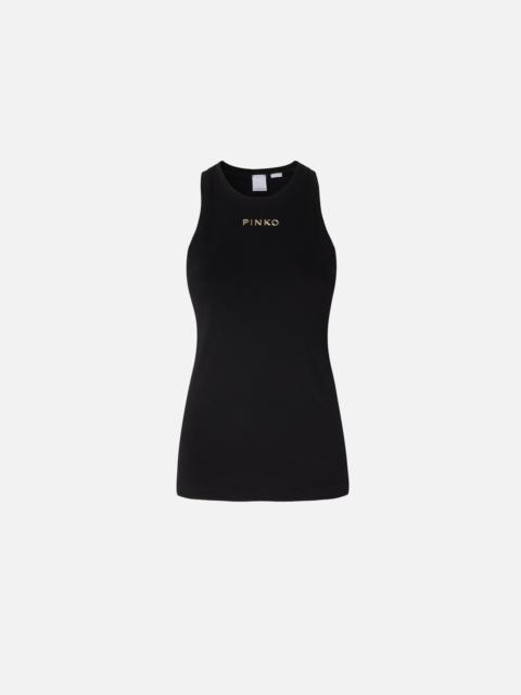 PINKO RIBBED TOP WITH LOGO