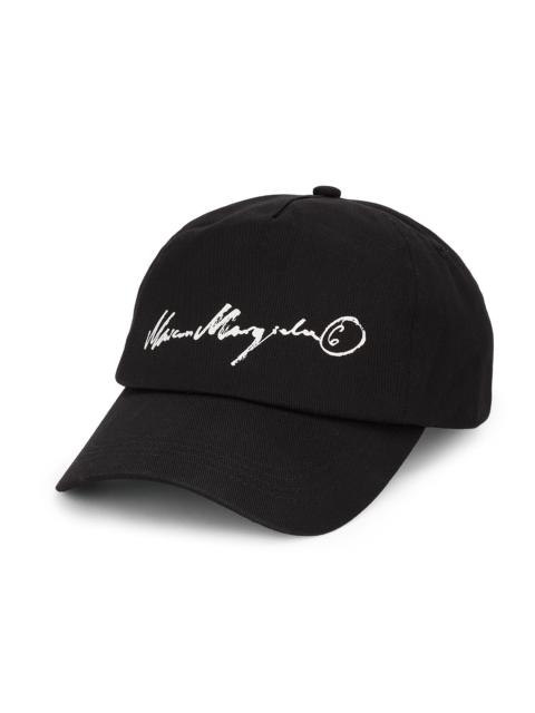 MM6 Maison Margiela Men's Logo Cotton Baseball Hat - Black Ecru Print