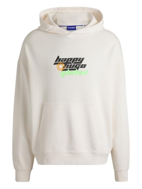 HUGO OVERSIZE-FIT COTTON-TERRY HOODIE WITH HAPPY HUGO LOGO