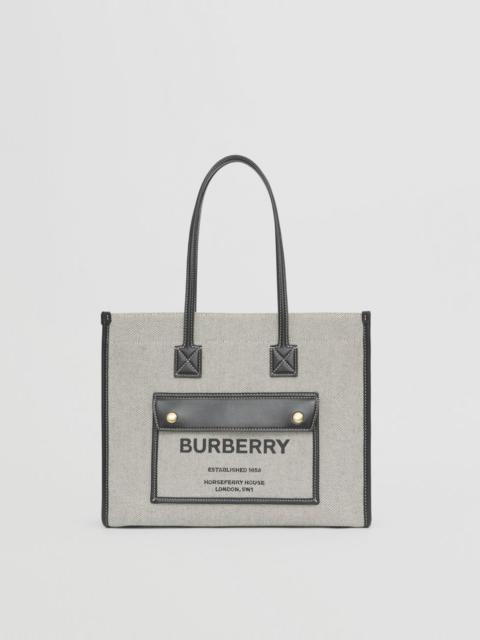 Burberry Small Two-tone Canvas and Leather Freya Tote