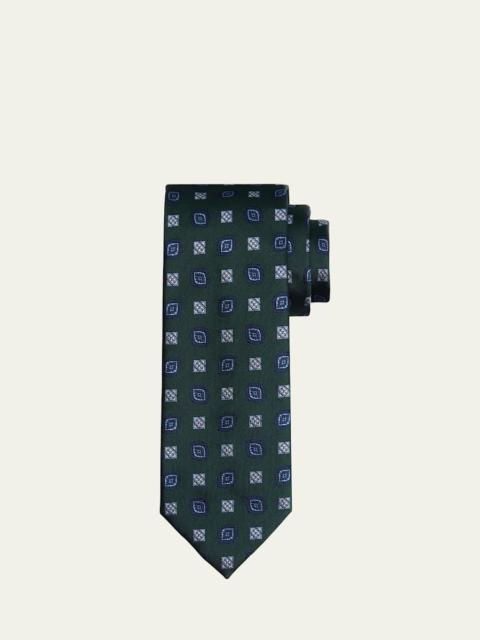 Brioni Men's Medallion Jacquard Silk Tie