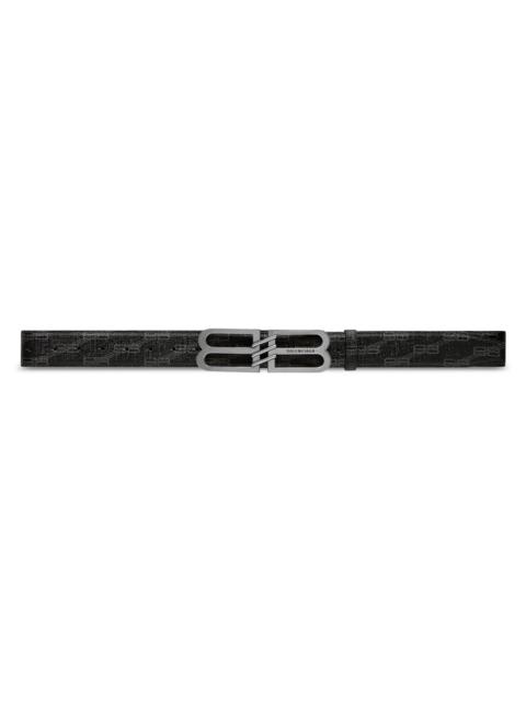BALENCIAGA Women's BB Signature Belt BB Monogram Coated Canvas - Black Grey
