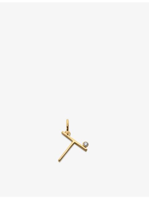 MONICA VINADER Solitaire Diamond Initial T 18ct Yellow-Gold Vermeil And 0.035ct Lab-Grown Diamond Pendant