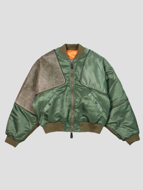 MA-1 NYLON x CRACK LEATHER SHAM BOMBER JACKETS