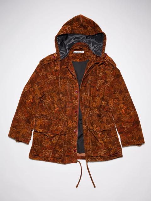 Acne Studios Flower print corduroy parka jacket - Rust red
