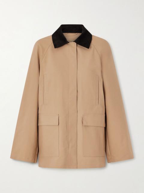 TOTEME Summer Country corduroy-trimmed coated-canvas jacket Camel