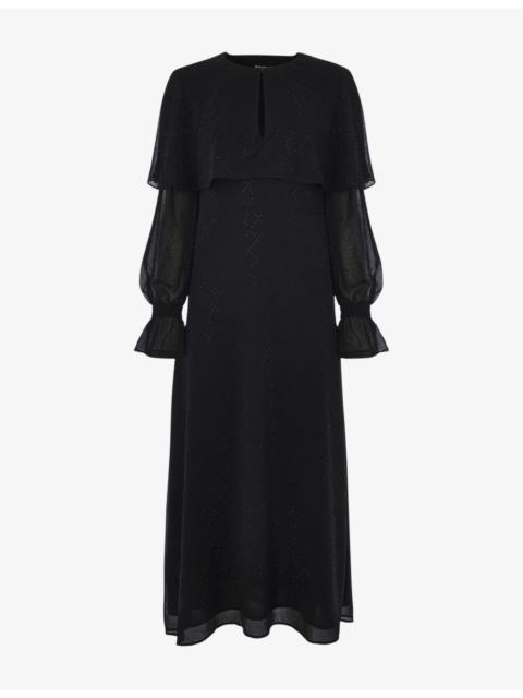WHISTLES Cape Hot-Fix Woven Midi Dress