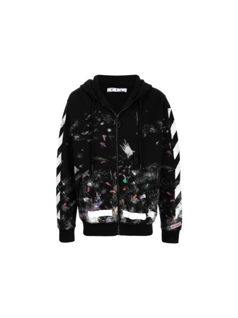 OFF-WHITE Galaxy Brushed Zip Up Hoodie Black