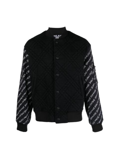 contrast-sleeve quilted bomber jacket
