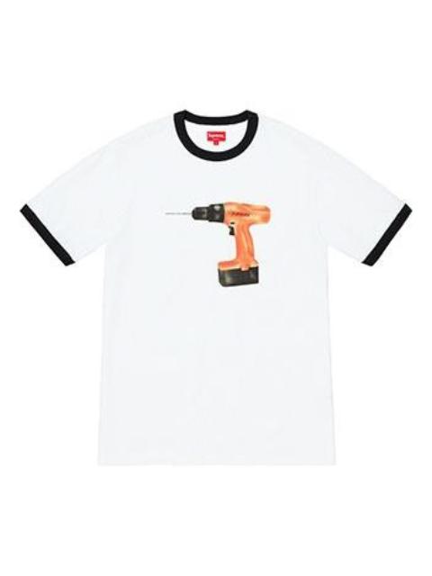 Supreme SS19 Drill Ringer Electric Drill Printing Short Sleeve Unisex Black SUP-SS19-659